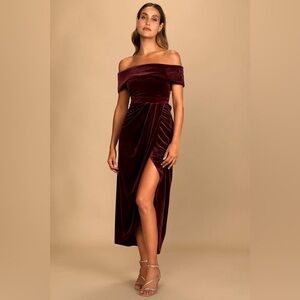 Lulu's Burgundy Off-Shoulder High Low Dress